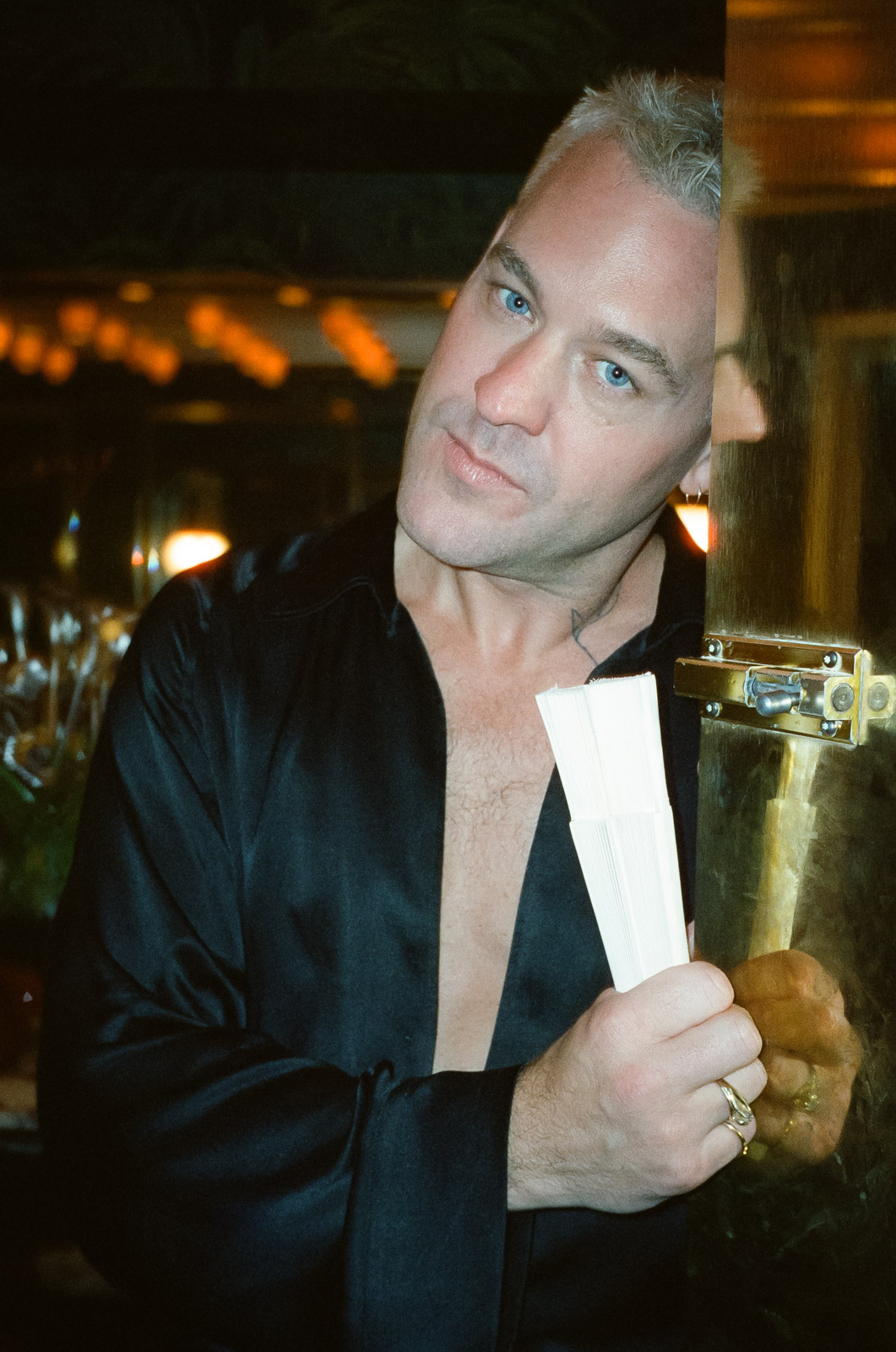 analogue groom portrait during party time at this gay wedding at Hotel Particulier Montmartre, Paris