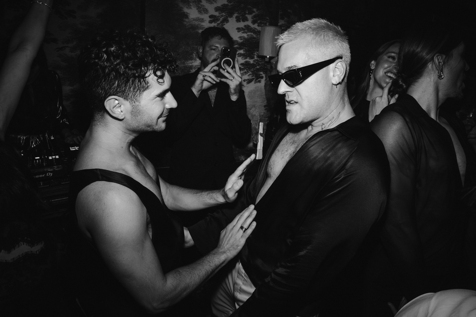 party time for those grooms at their gay wedding at Hotel Particulier Montmartre, Paris