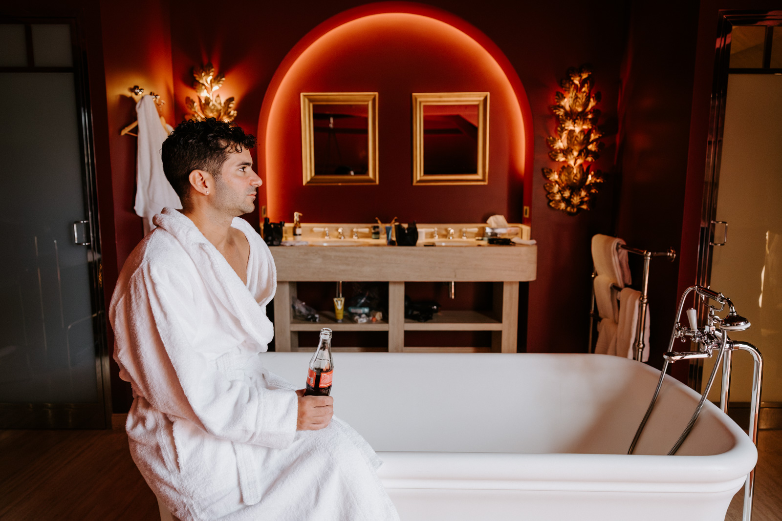 The grooms are getting ready for their ceremony at Hotel Particulier Montmartre, Paris