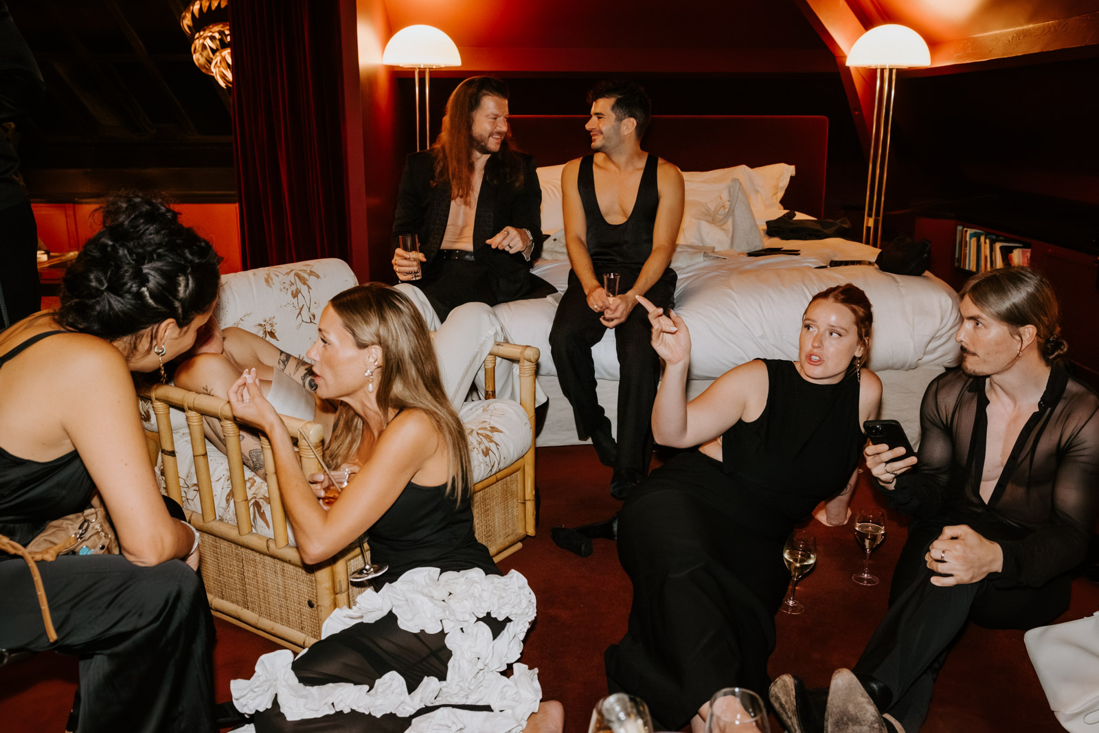 Gay wedding afterparty in the main suite of hotel particulier montmartre, Paris