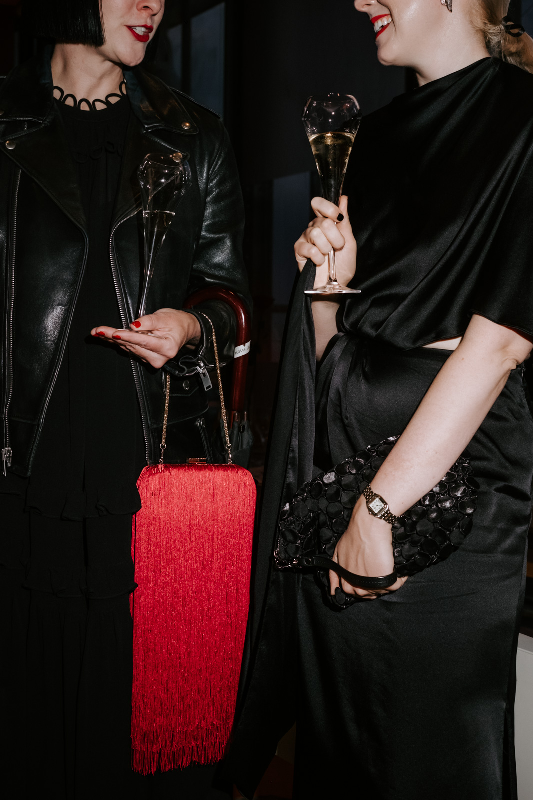 guests fashion details at this wedding's welcome dinner at Le Georges, on the rooftop of Pompidou Centre in Paris